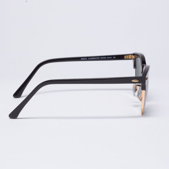 Ray-Ban RB3016-W365 Clubmaster  Black Frame Green Lenses 51mm Unisex Italy Made - Picture 9 of 12